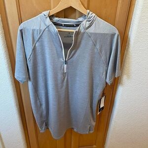 Men’s Kenneth Cole Gray Active The Tech SS 1/2 Zip Hoodie Brand New Size Medium